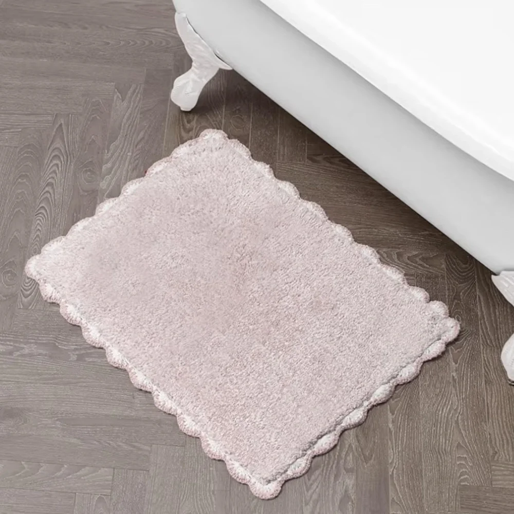 LAURA ASHLEY NWT 100% cotton ruffle border bath rug -blush pink -17x24